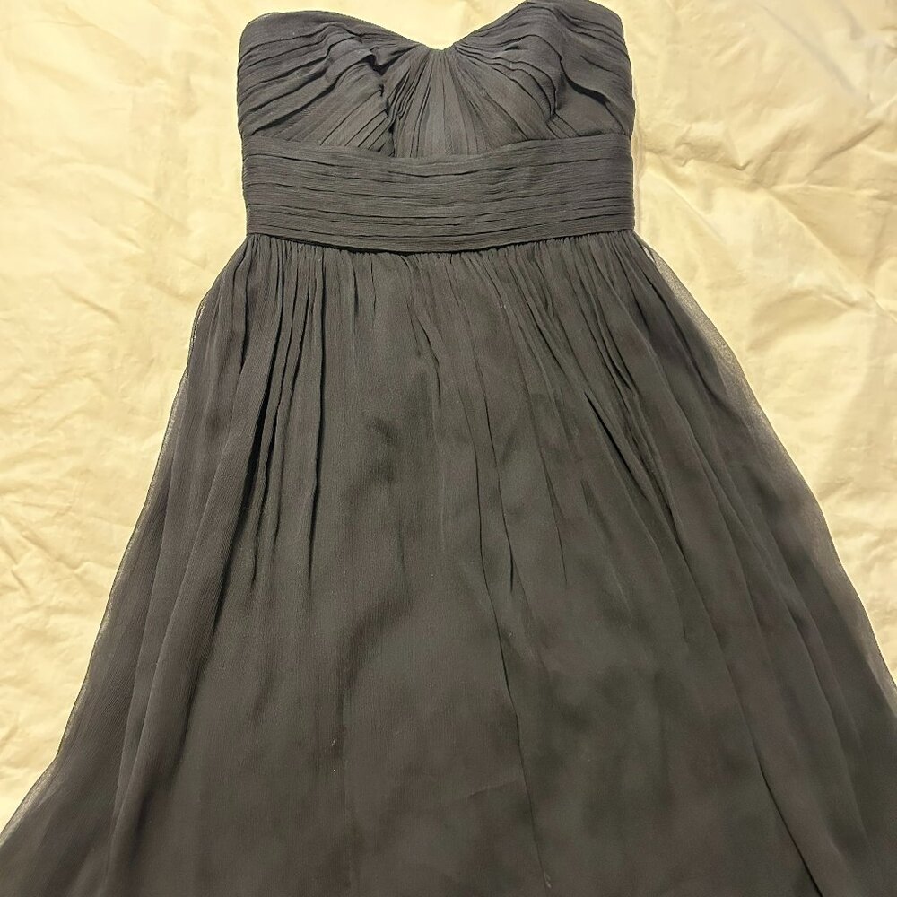 J Crew Collection Strapless Chiffon Cocktail Dress Mini Black - Like new Size 0